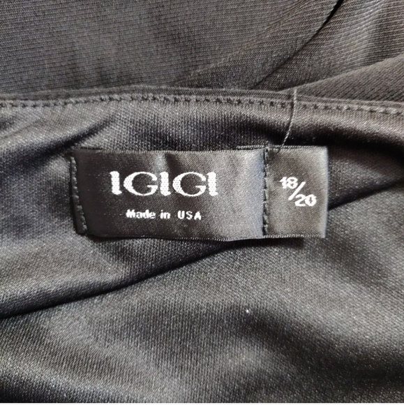 IGIGI Solid Black Stretchy Faux Wrap Dress Formal Cocktail Plus Size 18/20 - Picture 11 of 14